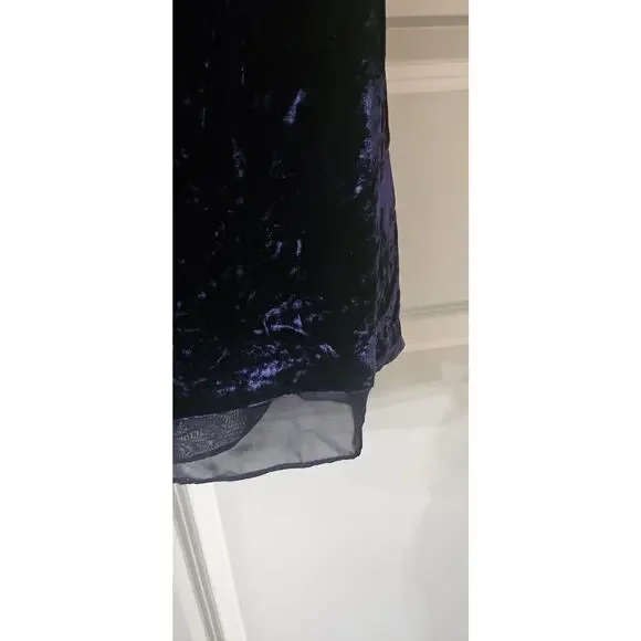 Madewell Navy Blue Crushed Velvet Slip Dress Criss Cross Back Midi Size M - Picture 8 of 9